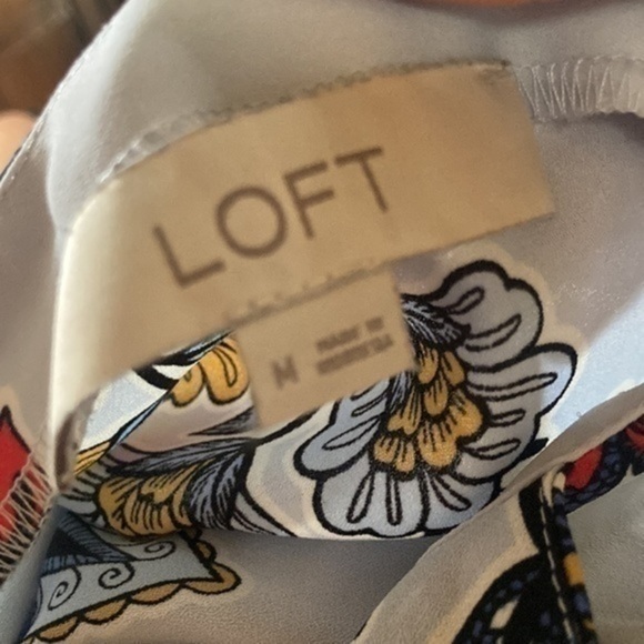 LOFT Light Blue Square Neck Botanical Floral Short Sleeve Blouse - Picture 10 of 10